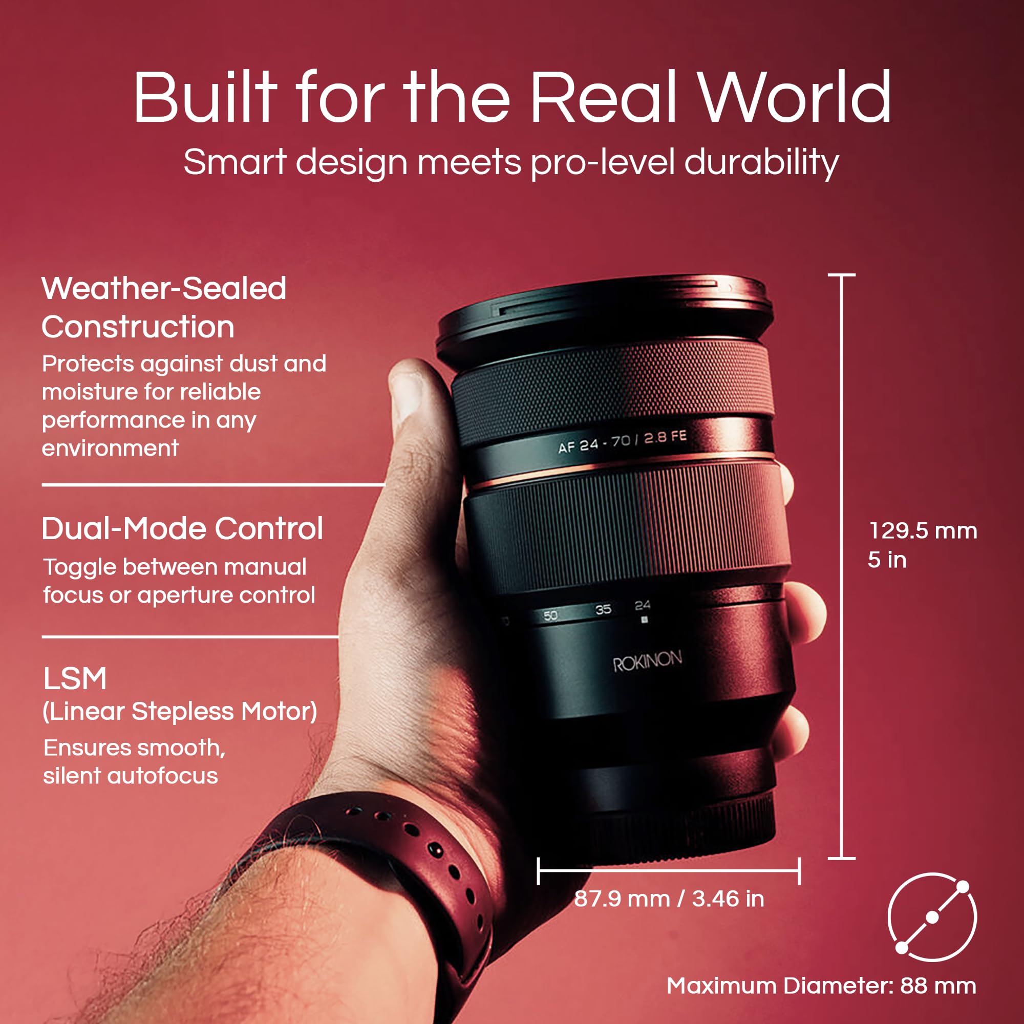 Amazon.com : Rokinon 24-70mm F2.8 AF Zoom Lens for Sony E – Full